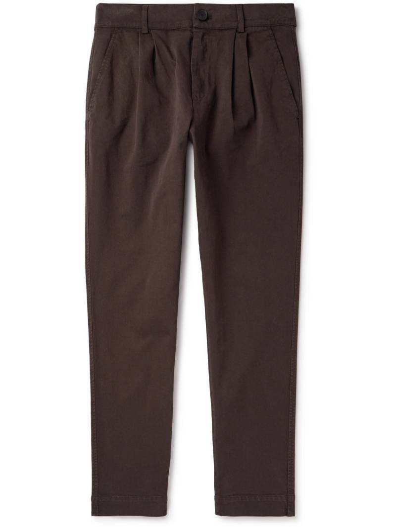 Mr P. - Tapered Pleated Garment-Dyed Cotton-Blend Twill Trousers - Men - Brown - 40 von Mr P.