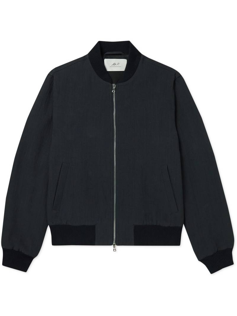Mr P. - Textured Cotton and Linen-Blend Bomber Jacket - Men - Blue - XL von Mr P.