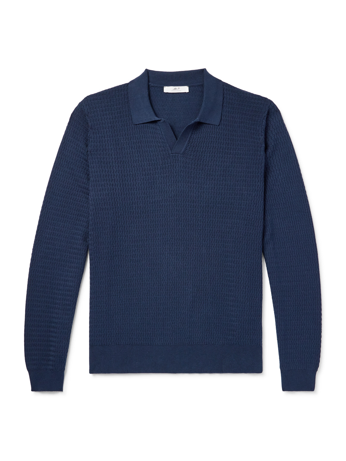 Mr P. - Textured Cotton and Silk-Blend Polo Shirt - Men - Blue - XXL Mr P. - Textured Cotton and Silk-Blend Polo Shirt - Men - Blue - XXL von Mr P.