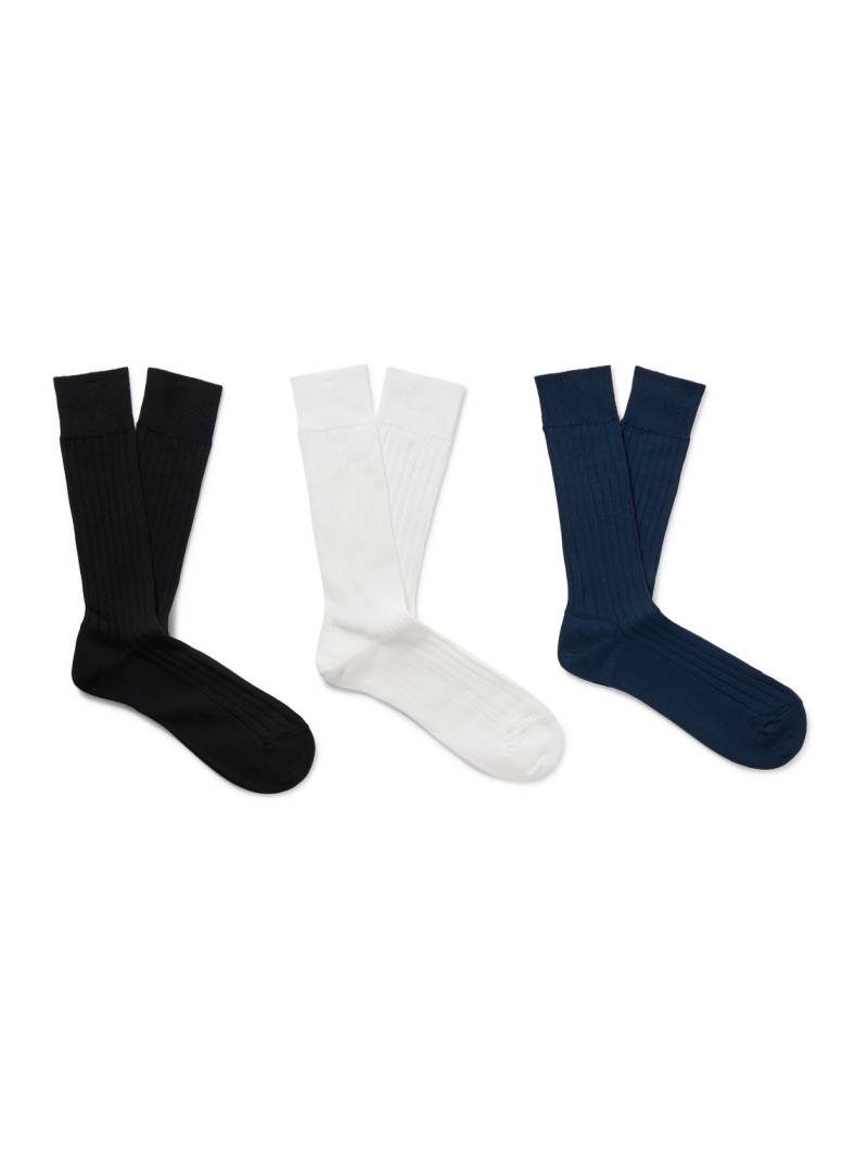 Mr P. - Three-Pack Ribbed Cotton-Blend Socks - Men - Multi von Mr P.