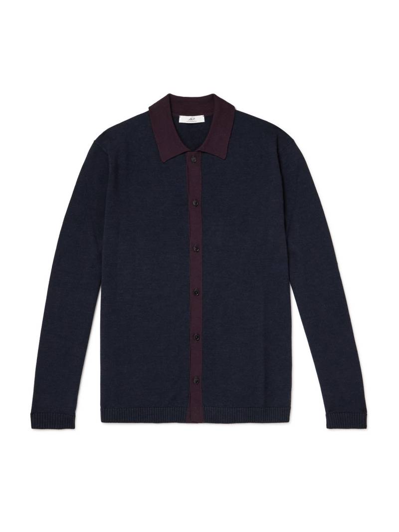 Mr P. - Two-Tone Merino Wool Shirt - Men - Blue - XXL von Mr P.