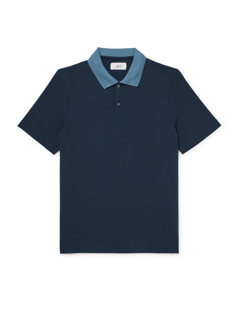 Mr P. - Two-Tone Stretch-Linen and Cotton-Blend Jersey Polo Shirt - Men - Blue - XS Mr P. - Two-Tone Stretch-Linen and Cotton-Blend Jersey Polo Shirt - Men - Blue - XS von Mr P.