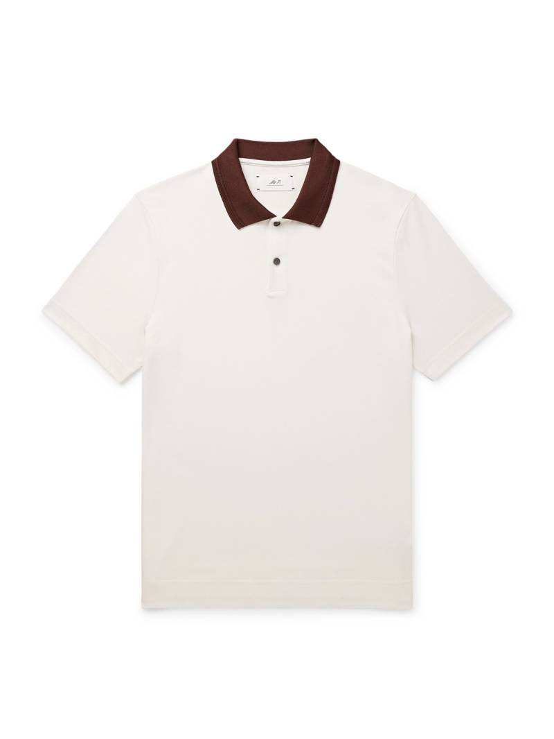 Mr P. - Two-Tone Stretch-Linen and Cotton-Blend Jersey Polo Shirt - Men - Neutrals - XL von Mr P.