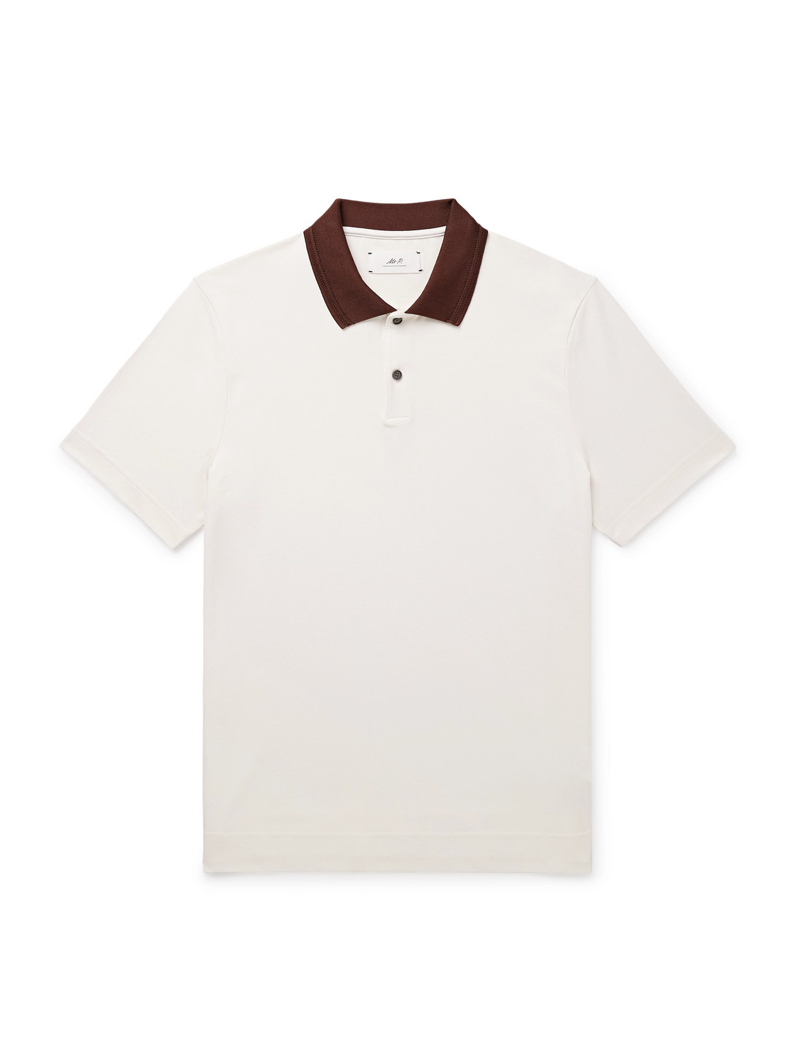 Mr P. - Two-Tone Stretch-Linen and Cotton-Blend Jersey Polo Shirt - Men - Neutrals - XXL von Mr P.