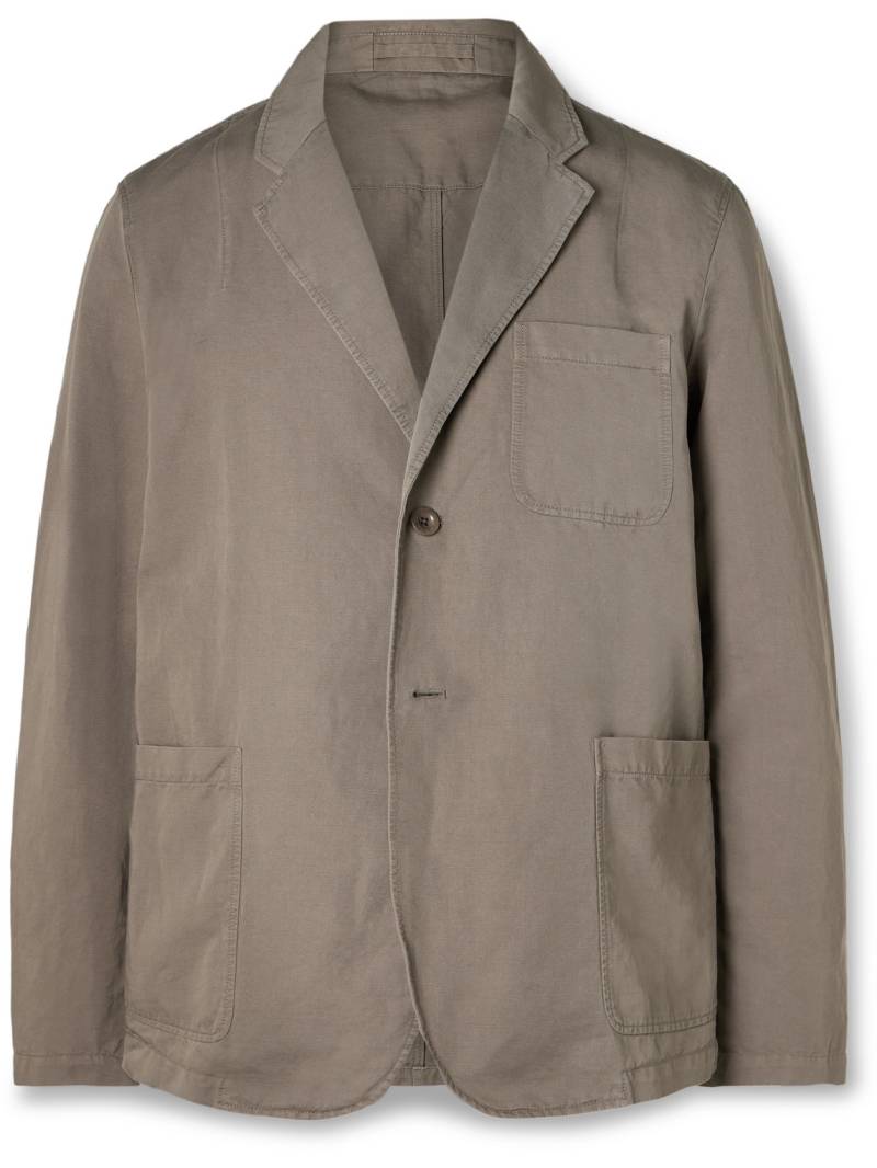 Mr P. - Unstructured Garment-Dyed Organic Cotton and Linen-Blend Suit Jacket - Men - Green - 40 von Mr P.