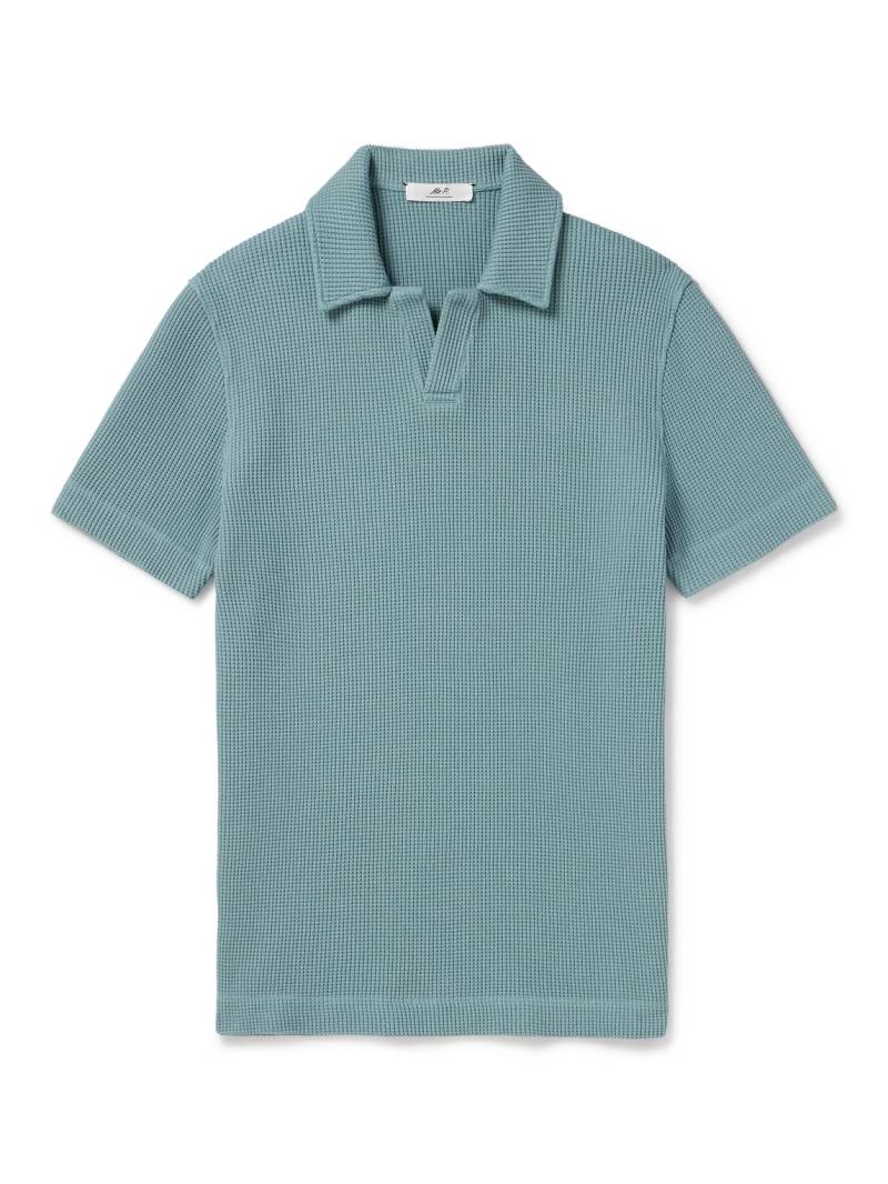Mr P. - Waffle-Knit Organic Cotton Polo Shirt - Men - Blue - L von Mr P.