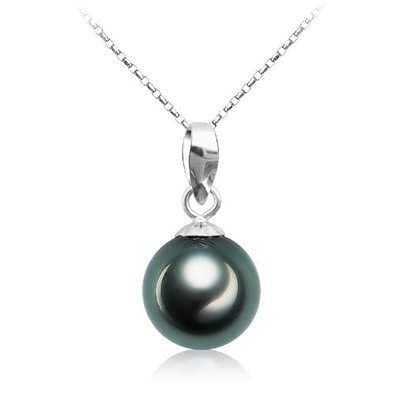 VIKI LYNN Halskette mit Ketten-Anhänger Schwarze Tahiti Perle 9-10 mm 925 Sterlingsilber Geschenke für Damen von VIKI LYNN