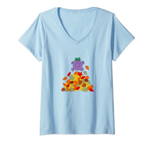 Mr. Men Little Miss Naughty Autumn leaves in Fall T-Shirt mit V-Ausschnitt von Mr. Men Little Miss