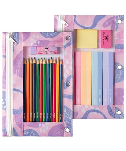 Mr. Pen Federmäppchen, 2 Stück, Federmäppchen, Federmäppchen für 3-Ringbinder, Federmäppchen, Federmäppchen für Bindertasche, Reißverschluss-Bleistifttasche, 3-Ringbuch-Tasche, Federmäppchen mit von Mr. Pen