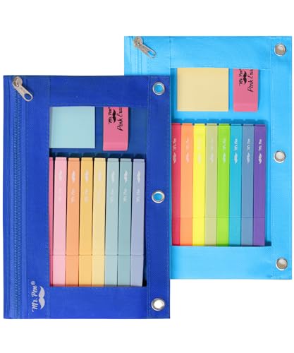 Mr. Pen Federmäppchen für 3-Ringbuch, 2 Stück, blaue Farbtöne, 3-Ringbuch-Bleistifttasche von Mr. Pen