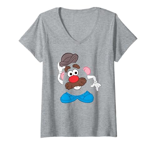 Damen Mr. Potato Head Big Face T-Shirt mit V-Ausschnitt Damen Mr. Potato Head Big Face T-Shirt mit V-Ausschnitt von Mr. Potato Head