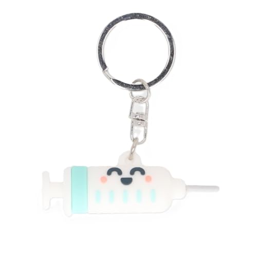 Mr Wonderful Schlüsselanhänger in Spritzenform mit Elektrokardiogramm, aus Gummi, für Gesundheitspersonal von Mr. Wonderful