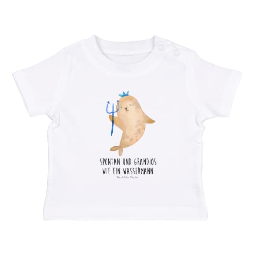 Mr. & Mrs. Panda 0. - 6. Monat Organic Baby Shirt Sternzeichen Wassermann - Geschenk, Meermann, Baby T-Shirt, Jungen Baby T-Shirt, Mädchen Baby von Mr. & Mrs. Panda