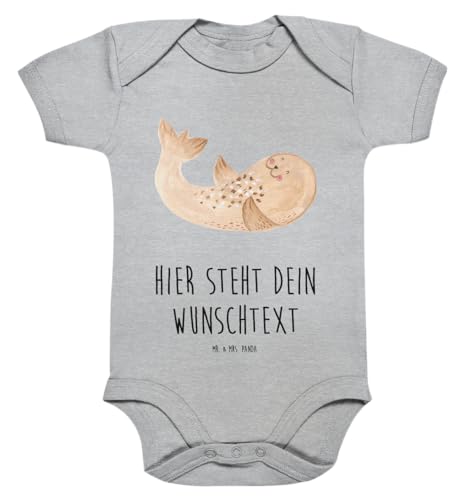 Mr. & Mrs. Panda 1. - 3. Monat Personalisierter Baby Body Robbe liegend - Personalisierte Geschenke, Meerestier, Personalisierter Wickelbody, Gute von Mr. & Mrs. Panda