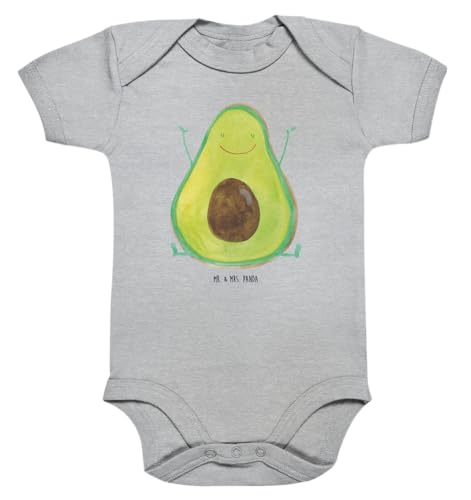 Mr. & Mrs. Panda 12. - 18. Monat Organic Baby Body Avocado Happy - Geschenk, Babykleidung, Chaos, Juhuu, Wickelbody, Frucht, Gesund, Mädchen, Junge, von Mr. & Mrs. Panda