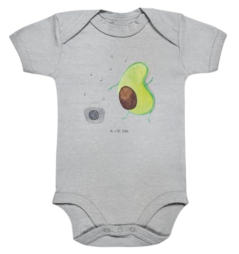 Mr. & Mrs. Panda 3. - 6. Monat Organic Baby Body Avocado tanzt - Geschenk, Vegan, Party, Gesund, Babystrampler, Veggie, Musik, Baby Erstausstattung, von Mr. & Mrs. Panda