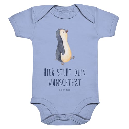 Mr. & Mrs. Panda 3. - 6. Monat Personalisierter Baby Body Pinguin marschierend - Personalisierte Geschenke, spazieren, zufrieden, Junge, von Mr. & Mrs. Panda