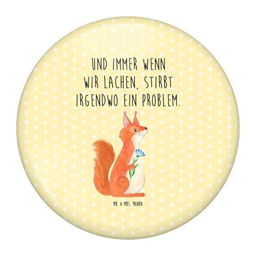 Mr. & Mrs. Panda 50mm Button Eichhörnchen Blume - Geschenk, Button-Druck 50 mm, Gute Laune, Tiermotive, Tiere, Motivation Bilder, Motivation Sprüche, von Mr. & Mrs. Panda