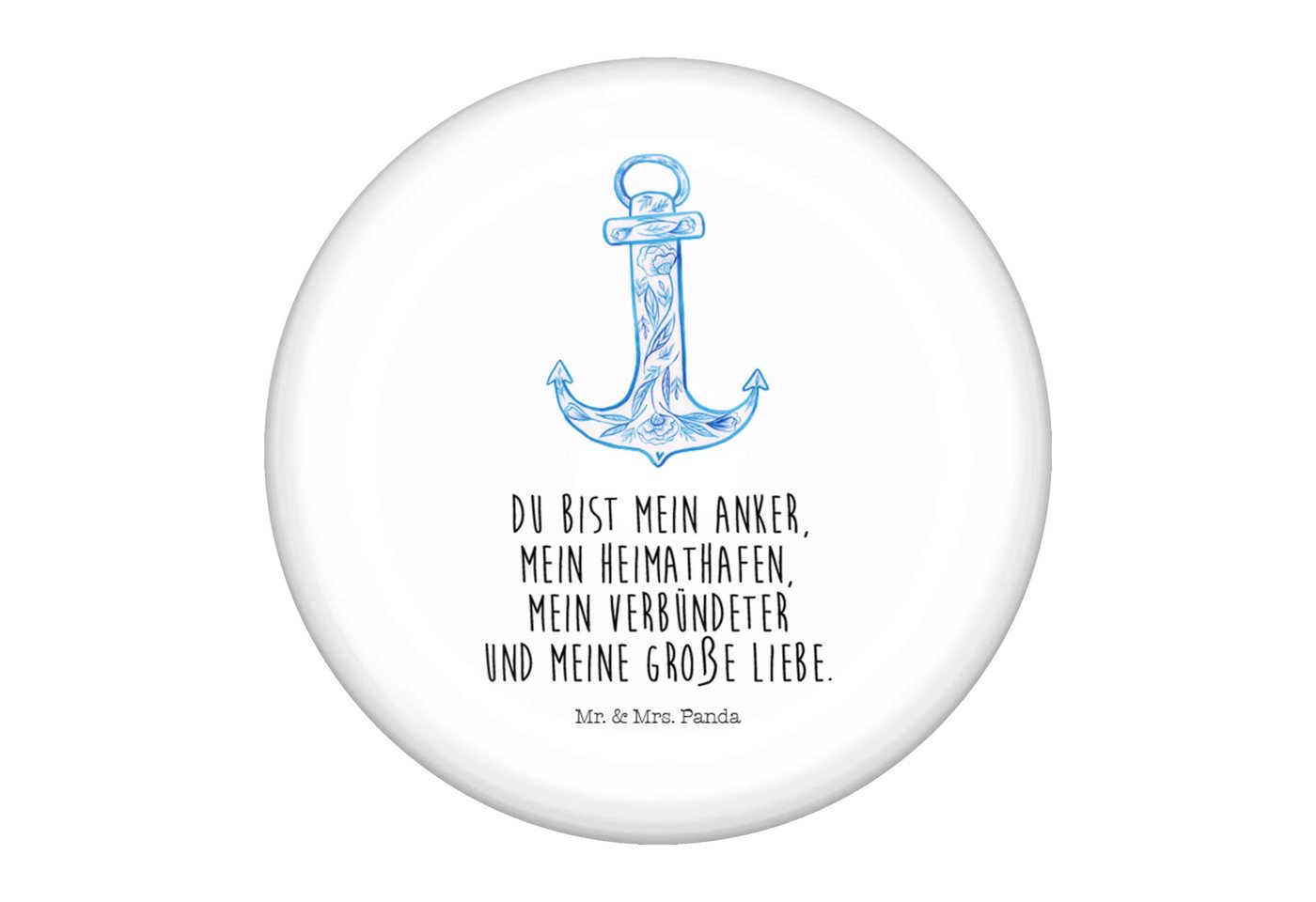 Mr. & Mrs. Panda Anstecknadel Anker Blau - Weiß - Geschenk, Button-Edition 50 mm, Tiere, Ansteckbut (Packung, 1-tlg., 50mm Button Anker Blau), Charmante Sprüche von Mr. & Mrs. Panda