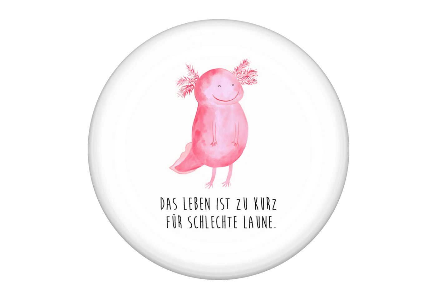 Mr. & Mrs. Panda Anstecknadel Axolotl Glücklich, Button 50 mm, Button-Button 50 mm, Vereinsbutton (Packung, 1-tlg., 50mm Button Axolotl glücklich), Einzigartige Designs von Mr. & Mrs. Panda