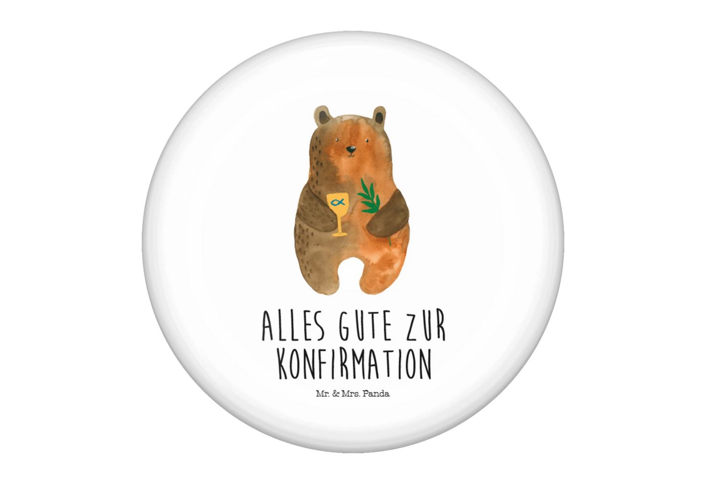 Mr. & Mrs. Panda Anstecknadel Bär Konfirmation - Weiß - Geschenk, Vereinsbutton 50 mm, Button-Press (Packung, 1-tlg., 50mm Button Konfirmation-Bär), Charmante Sprüche von Mr. & Mrs. Panda