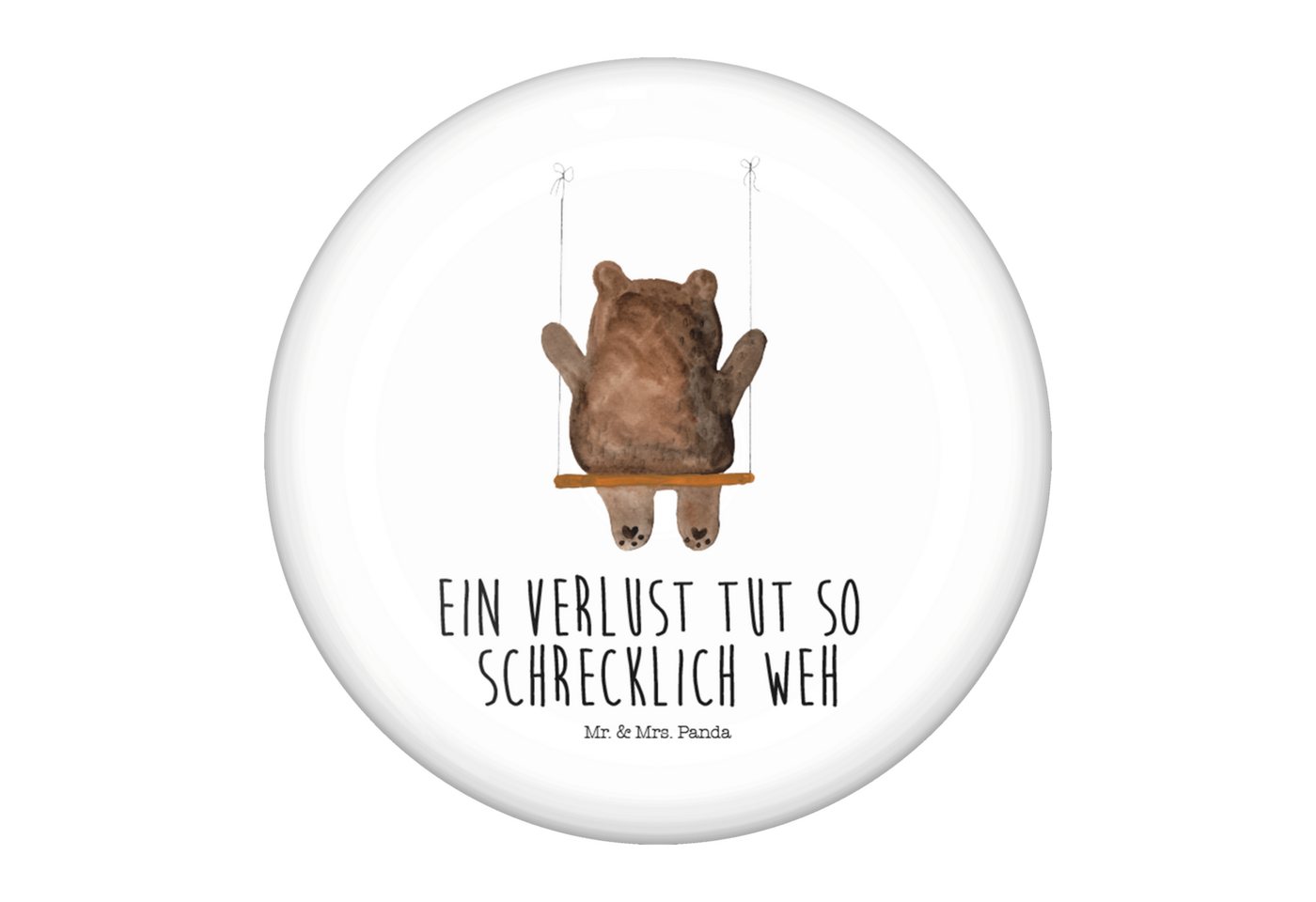 Mr. & Mrs. Panda Anstecknadel Bär Schaukel - Weiß - Geschenk, Button-Set 50 mm, Button 50 mm, Butto (Packung, 1-tlg., 50mm Button Bär Schaukel), Symbol für Freundschaft von Mr. & Mrs. Panda