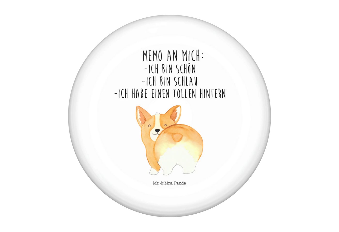 Mr. & Mrs. Panda Anstecknadel Corgi Po - Weiß - Geschenk, Button-Lieferung 50 mm, Haustier, Button- (Packung, 1-tlg., 50mm Button Corgie Po), Einzigartige Designs von Mr. & Mrs. Panda