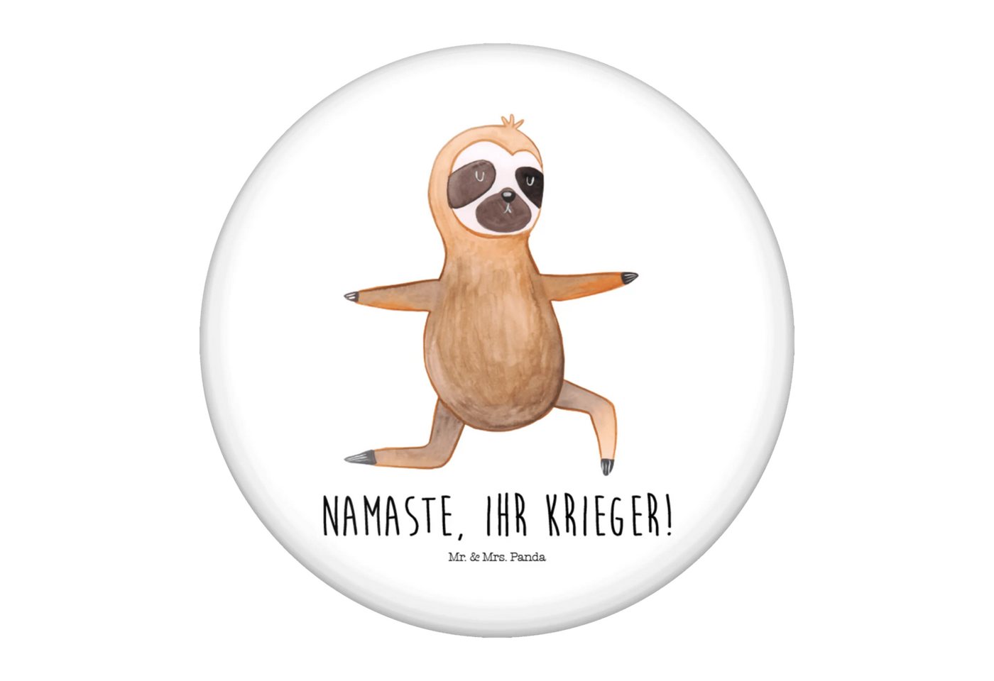 Mr. & Mrs. Panda Anstecknadel Faultier Yoga - Weiß - Geschenk, Button-Motiv 50 mm, Button 50 mm, Fa (Packung, 1-tlg., 50mm Button Faultier Yoga), Stabile Anstecknadel von Mr. & Mrs. Panda