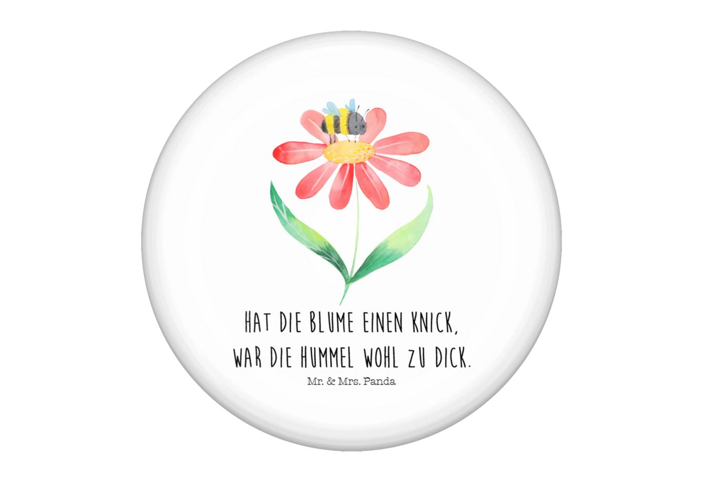 Mr. & Mrs. Panda Anstecknadel Hummel Blume - Weiß - Geschenk, Tiermotive, Button-Edition 50 mm, Wes (Packung, 1-tlg., 50mm Button Hummel Blume), Einzigartige Designs von Mr. & Mrs. Panda