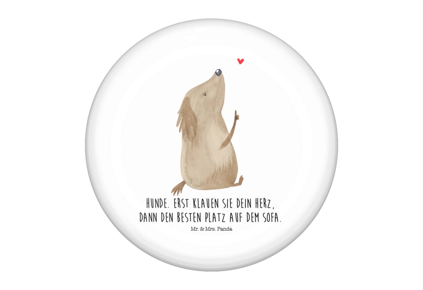 Mr. & Mrs. Panda Anstecknadel Hund Liebe - Weiß - Geschenk, Button-Set 50 mm, Eventbutton 50 mm, Hu (Packung, 1-tlg., 50mm Button Hund Liebe), Charmante Sprüche von Mr. & Mrs. Panda
