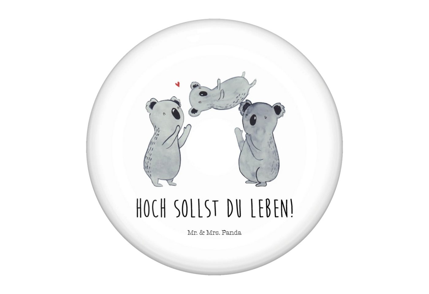 Mr. & Mrs. Panda Anstecknadel Koalas Feiern - Weiß - Geschenk, Button 50 mm, Button-Presse 50 mm, G (Packung, 1-tlg., 50mm Button Koala Feiern Sich), Edles Erscheinungsbild von Mr. & Mrs. Panda