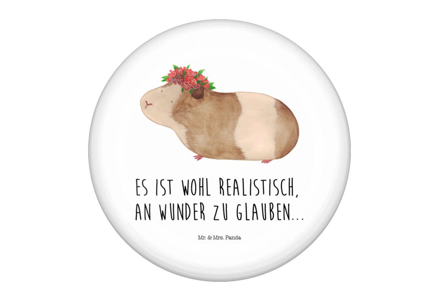 Mr. & Mrs. Panda Anstecknadel Meerschweinchen Weisheit - Weiß - Geschenk, Gute Laune, Button-Anstec (Packung, 1-tlg., 50mm Button Meerschweinchen weise), Symbol für Freundschaft von Mr. & Mrs. Panda
