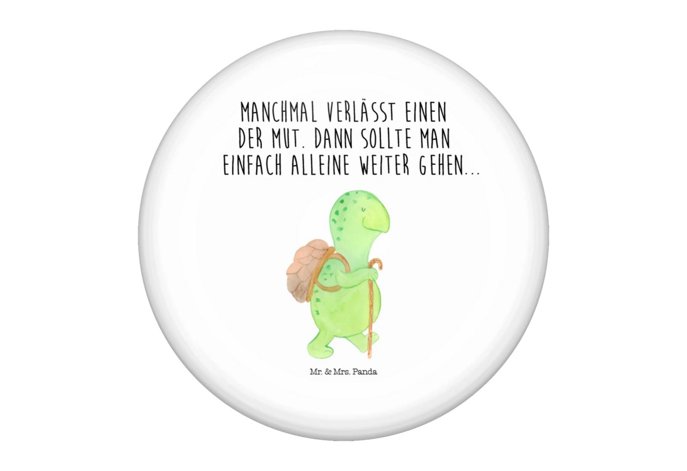 Mr. & Mrs. Panda Anstecknadel Schildkröte Wanderer - Weiß - Geschenk, Motivationsspruch, Motivation (Packung, 1-tlg., 50mm Button Schildkröte Wanderer), Symbol für Freundschaft von Mr. & Mrs. Panda