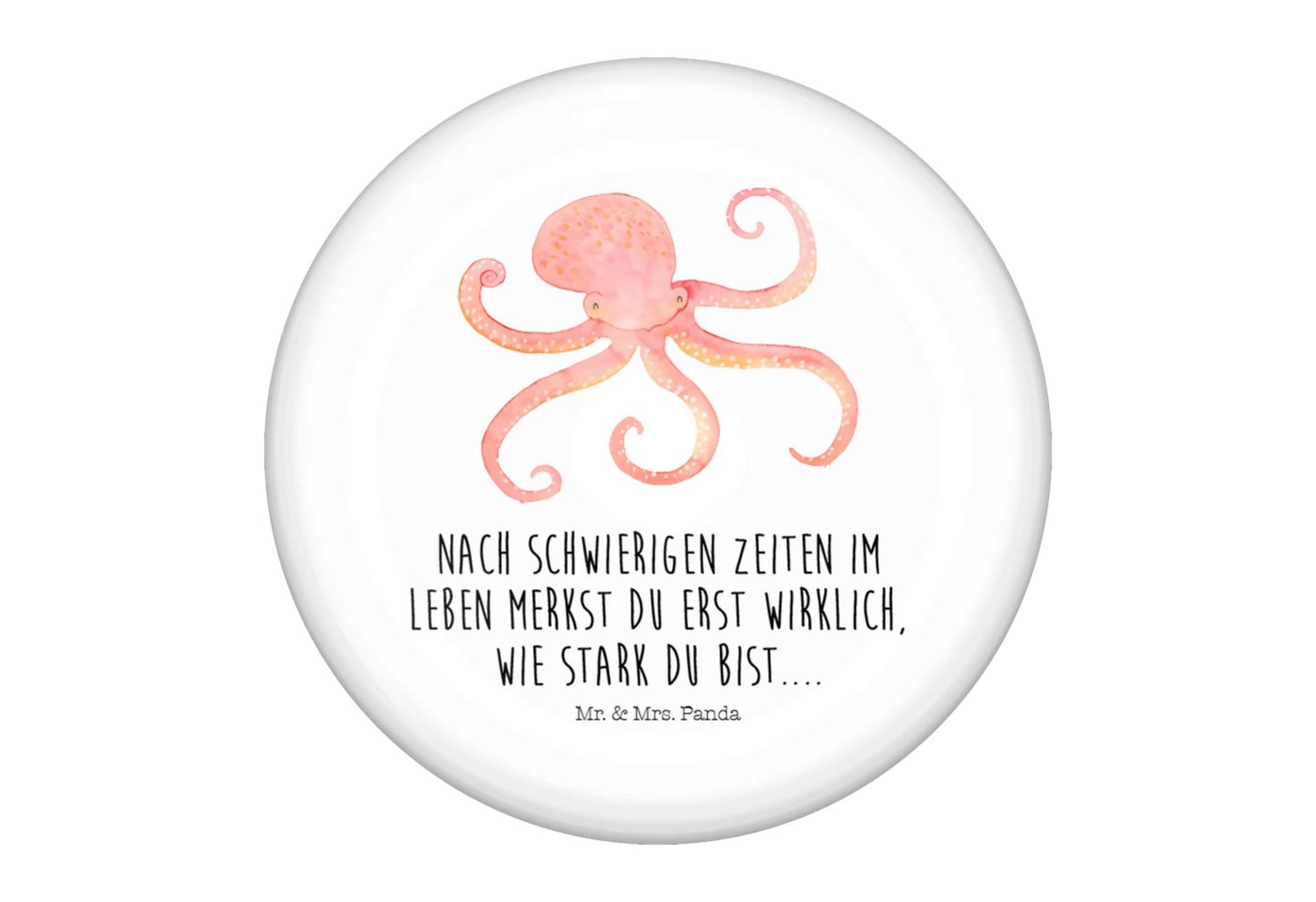 Mr. & Mrs. Panda Anstecknadel Tintenfisch - Weiß - Geschenk, Ansteckbutton 50 mm, Button-Druck 50 m (Packung, 1-tlg., 50mm Button Tintenfisch), Edles Erscheinungsbild von Mr. & Mrs. Panda