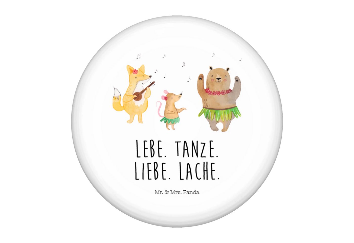 Mr. & Mrs. Panda Anstecknadel Waldtiere Aloha - Weiß - Geschenk, Button-Druck 50 mm, Tiermotive, Ma (Packung, 1-tlg., 50mm Button Waldtiere Aloha), Edles Erscheinungsbild von Mr. & Mrs. Panda