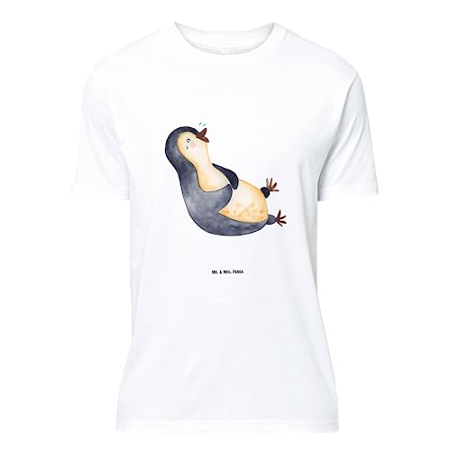 Mr. & Mrs. Panda Größe M T-Shirt Pinguin lachend - Geschenk, Nachthemd, Party, Damen, Optimismus, LOL, Humor, Tshirt, Frauen, Freude, Pinguine, von Mr. & Mrs. Panda