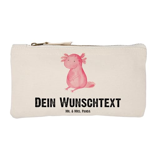 Mr. & Mrs. Panda Größe S Klein Personalisierte Schminktasche Axolotl - Personalisierte Geschenke, Lebensweisheit, Weisheit, Stiftemäppchen mit Namen, von Mr. & Mrs. Panda