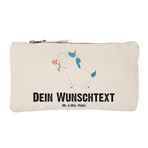 Mr. & Mrs. Panda Größe S Klein Personalisierte Schminktasche Einhorn Blume - Personalisierte Geschenke, Pegasus, Federmappe mit Namen, von Mr. & Mrs. Panda