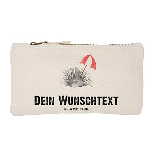 Mr. & Mrs. Panda Größe S Klein Personalisierte Schminktasche Seeigel - Personalisierte Geschenke, Hier und Jetzt, Federmappe mit Namen, von Mr. & Mrs. Panda