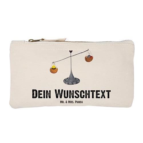 Mr. & Mrs. Panda Größe S Klein Personalisierte Schminktasche Sternzeichen Waage - Personalisierte Geschenke, Etui mit Namen, Biene, Waage Geschenk, von Mr. & Mrs. Panda