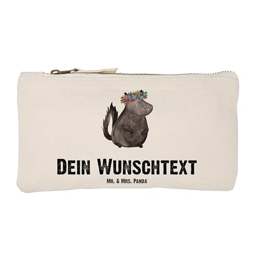 Mr. & Mrs. Panda Größe S Klein Personalisierte Schminktasche Stinktier Blumenmaedchen - Personalisierte Geschenke, Schminktasche mit Namen, Stinker, von Mr. & Mrs. Panda