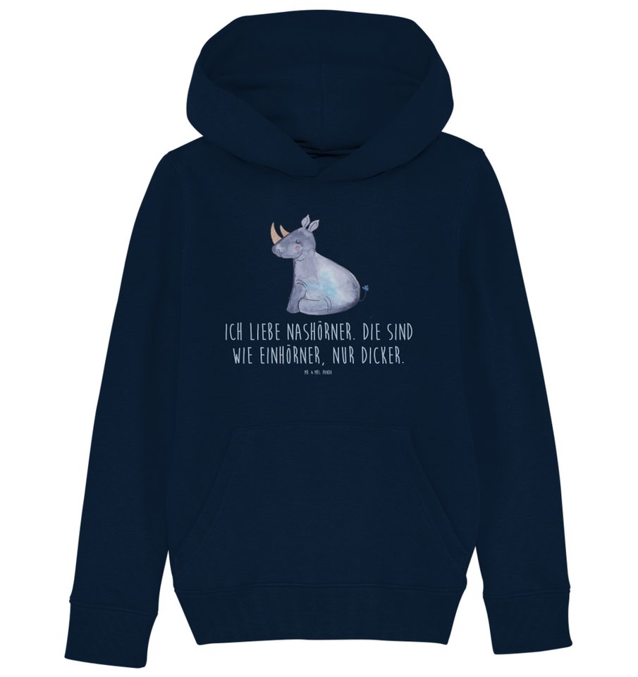 Mr. & Mrs. Panda Hoodie 12-14 Jahre (152/164) Einhorn Nashorn - French Navy - Geschenk, Kinde (1-tlg) von Mr. & Mrs. Panda