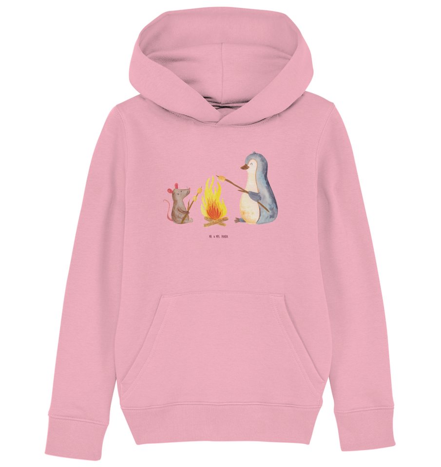 Mr. & Mrs. Panda Hoodie 12-14 Jahre (152/164) Pinguin Lagerfeuer - Cotton Pink - Geschenk, Mä (1-tlg) von Mr. & Mrs. Panda