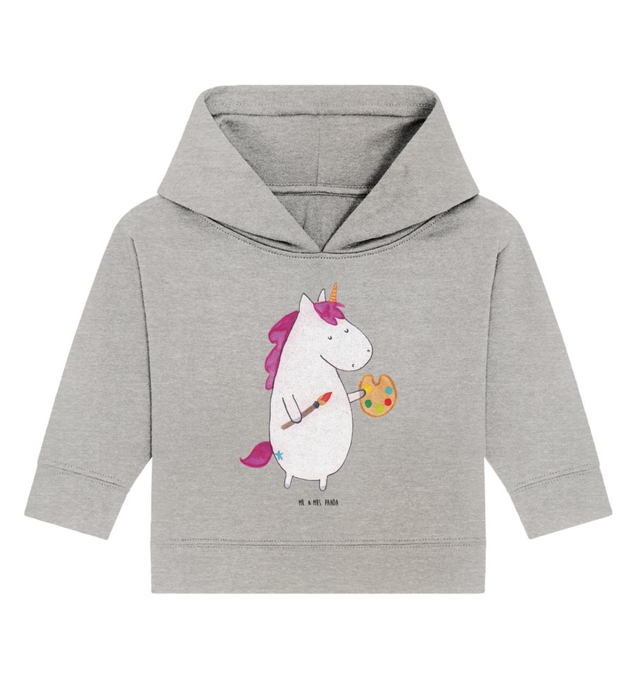 Mr. & Mrs. Panda Hoodie 12. - 18. Monat Einhorn Künstler - Heather Grey - Geschenk, Pinsel, E (1-tlg) von Mr. & Mrs. Panda