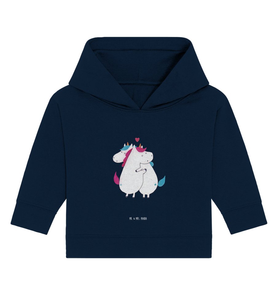 Mr. & Mrs. Panda Hoodie 12. - 18. Monat Einhorn Mitteilung - French Navy - Geschenk, Valentin (1-tlg) von Mr. & Mrs. Panda