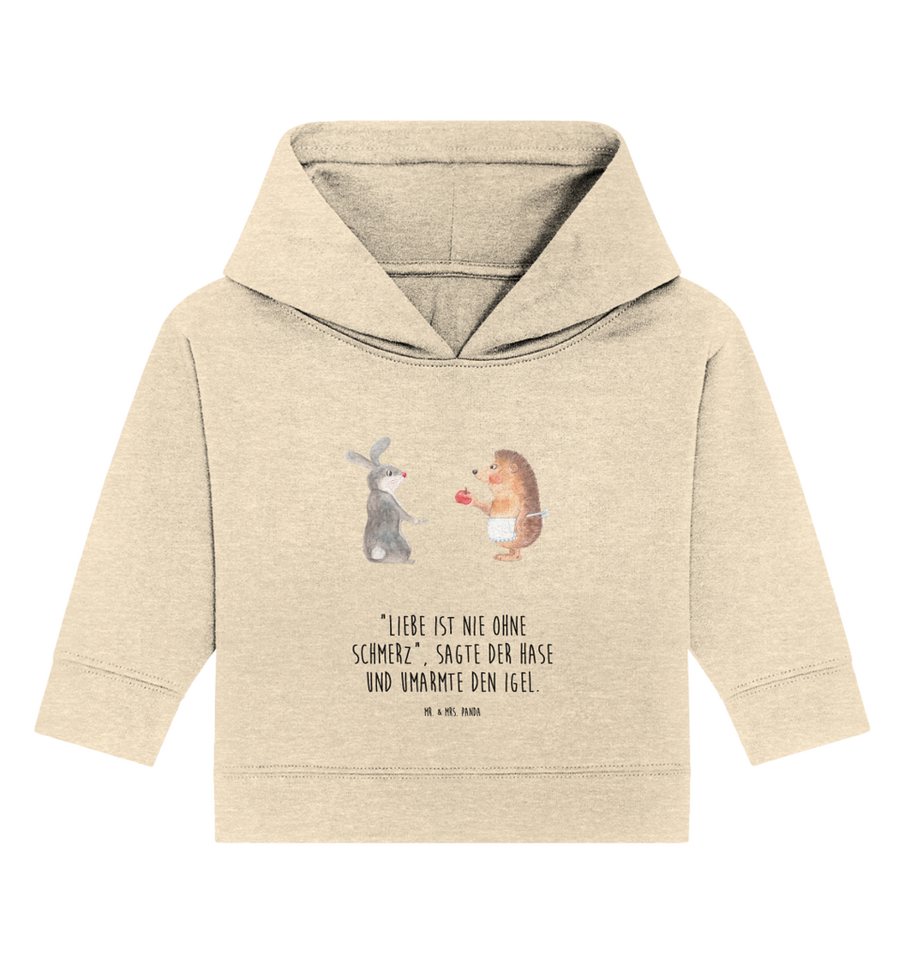 Mr. & Mrs. Panda Hoodie 12. - 18. Monat Hase Igel - Natural Raw - Geschenk, Liebe Spruch, Gut (1-tlg) von Mr. & Mrs. Panda