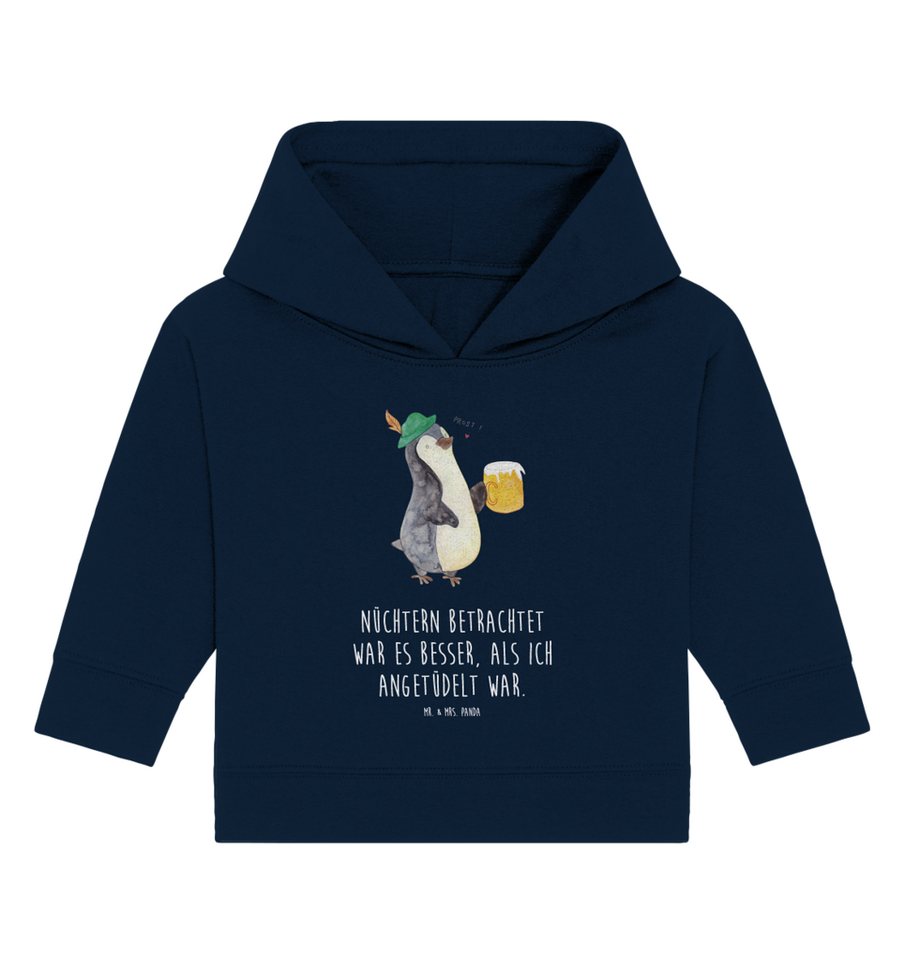 Mr. & Mrs. Panda Hoodie 12. - 18. Monat Pinguin Bier - French Navy - Geschenk, Bierchen, Baby (1-tlg) von Mr. & Mrs. Panda