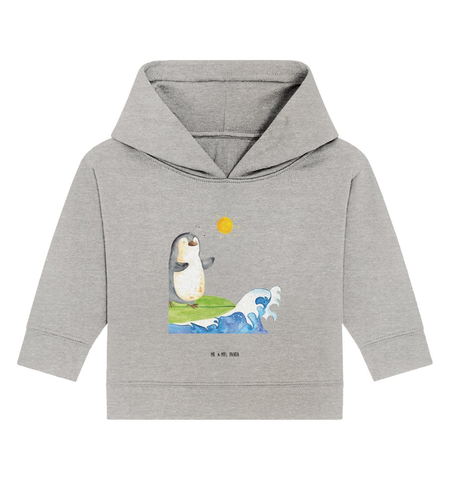 Mr. & Mrs. Panda Hoodie 12. - 18. Monat Pinguin Surfer - Heather Grey - Geschenk, Portugal, o (1-tlg) von Mr. & Mrs. Panda