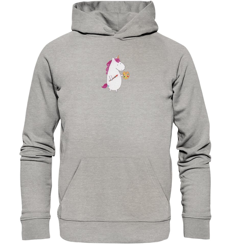 Mr. & Mrs. Panda Hoodie Größe L Einhorn Künstler - Heather Grey - Geschenk, Unicorn, Frauen K (1-tlg) Luxuriöser Komfort von Mr. & Mrs. Panda