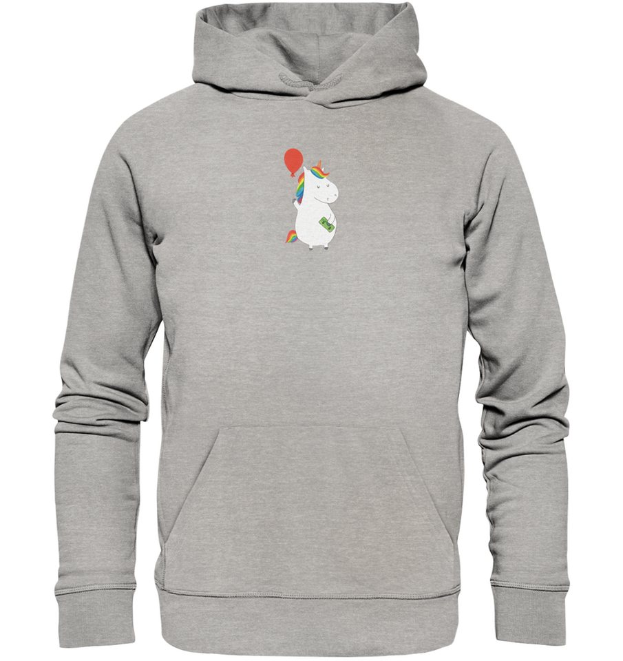 Mr. & Mrs. Panda Hoodie Größe L Einhorn Luftballon - Heather Grey - Geschenk, Kapuzenpullover (1-tlg) Weich & Flauschig von Mr. & Mrs. Panda